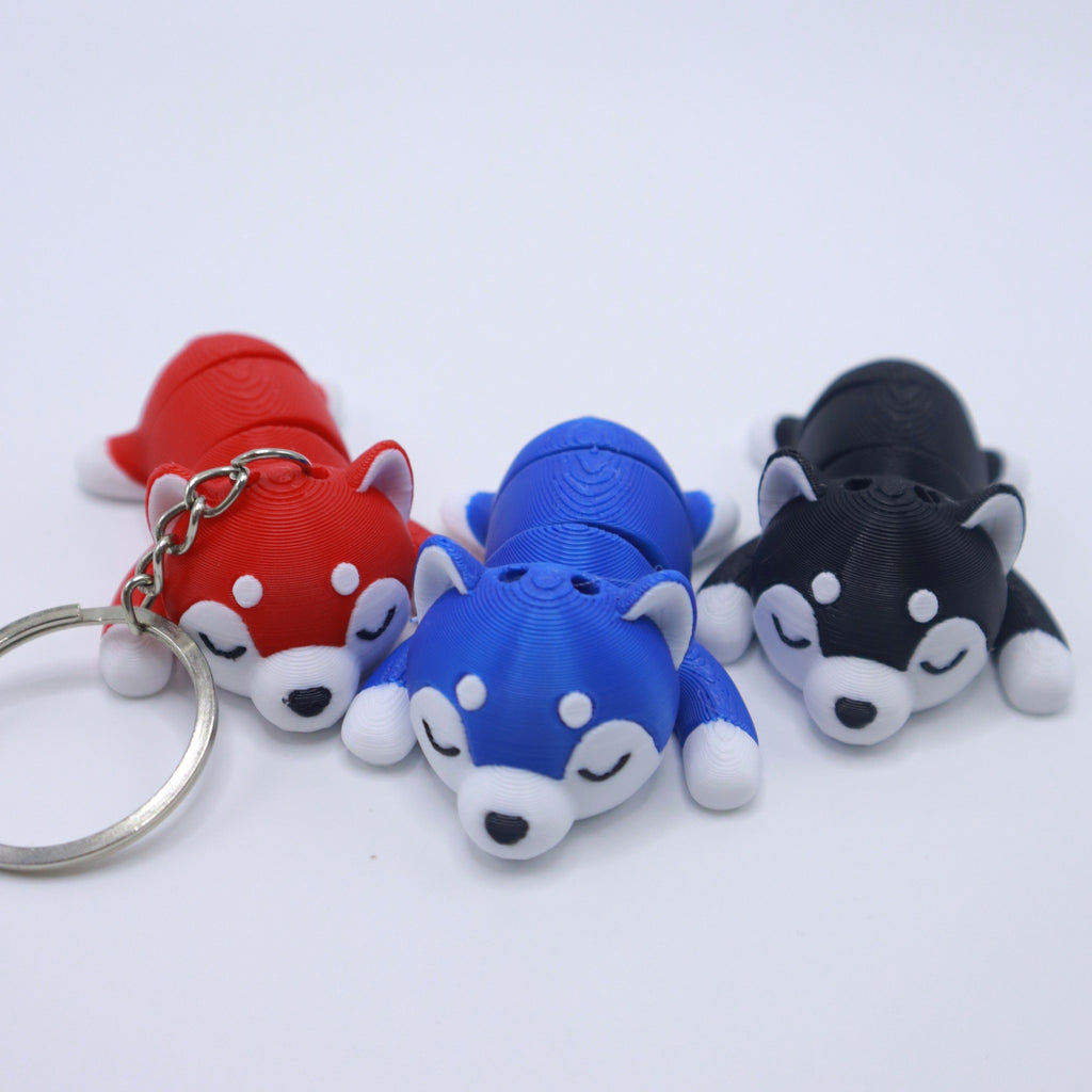 Cute Sleeping Husky - 3D Printed Articulated Keychain for Gifts and Desk Buddies