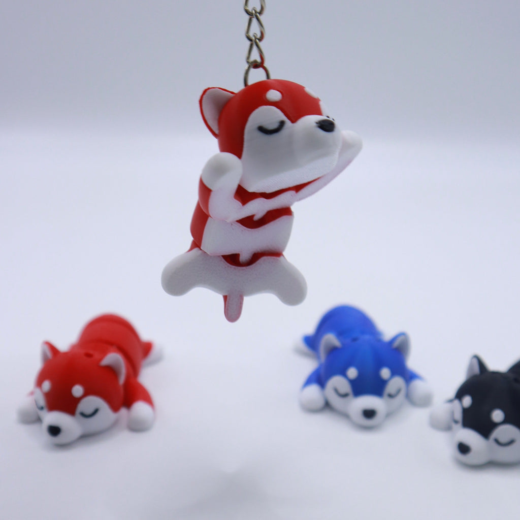 Cute Sleeping Husky - 3D Printed Articulated Keychain for Gifts and Desk Buddies
