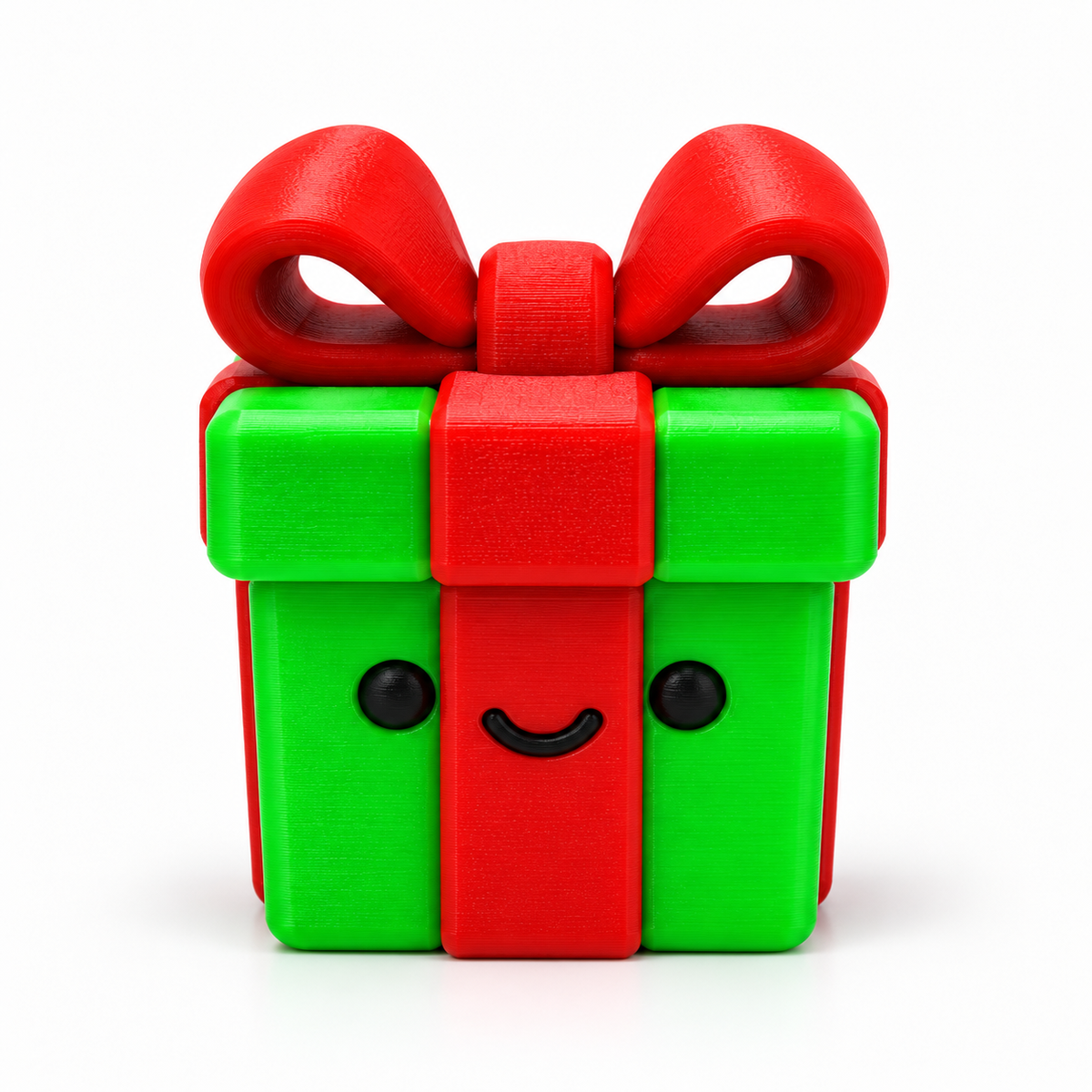 Green gift box clicker with a red ribbon and bow